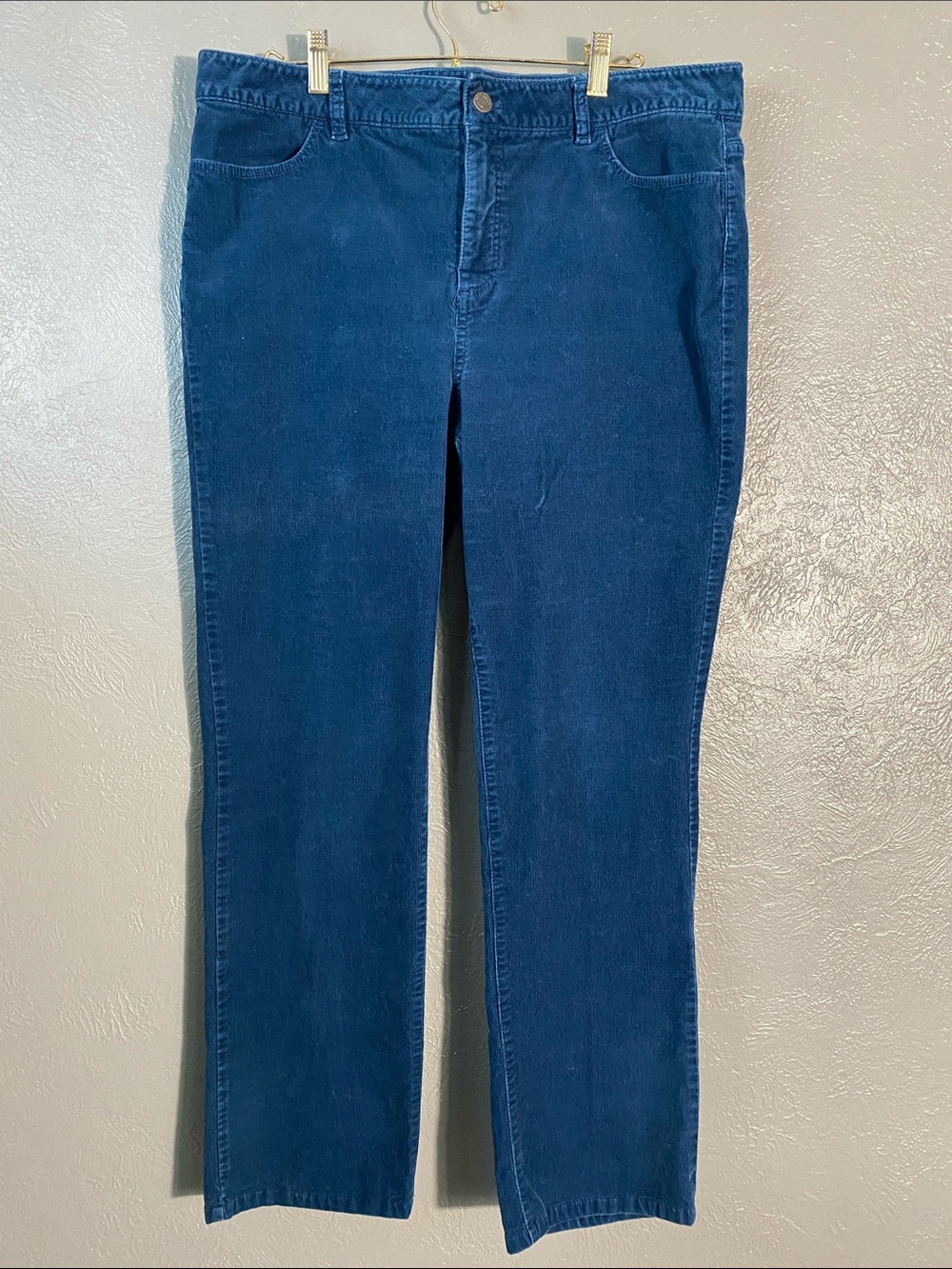 Talbots Heritage Corduroy Pants Size 16 Straight Leg Blue Classic Stretch Casual